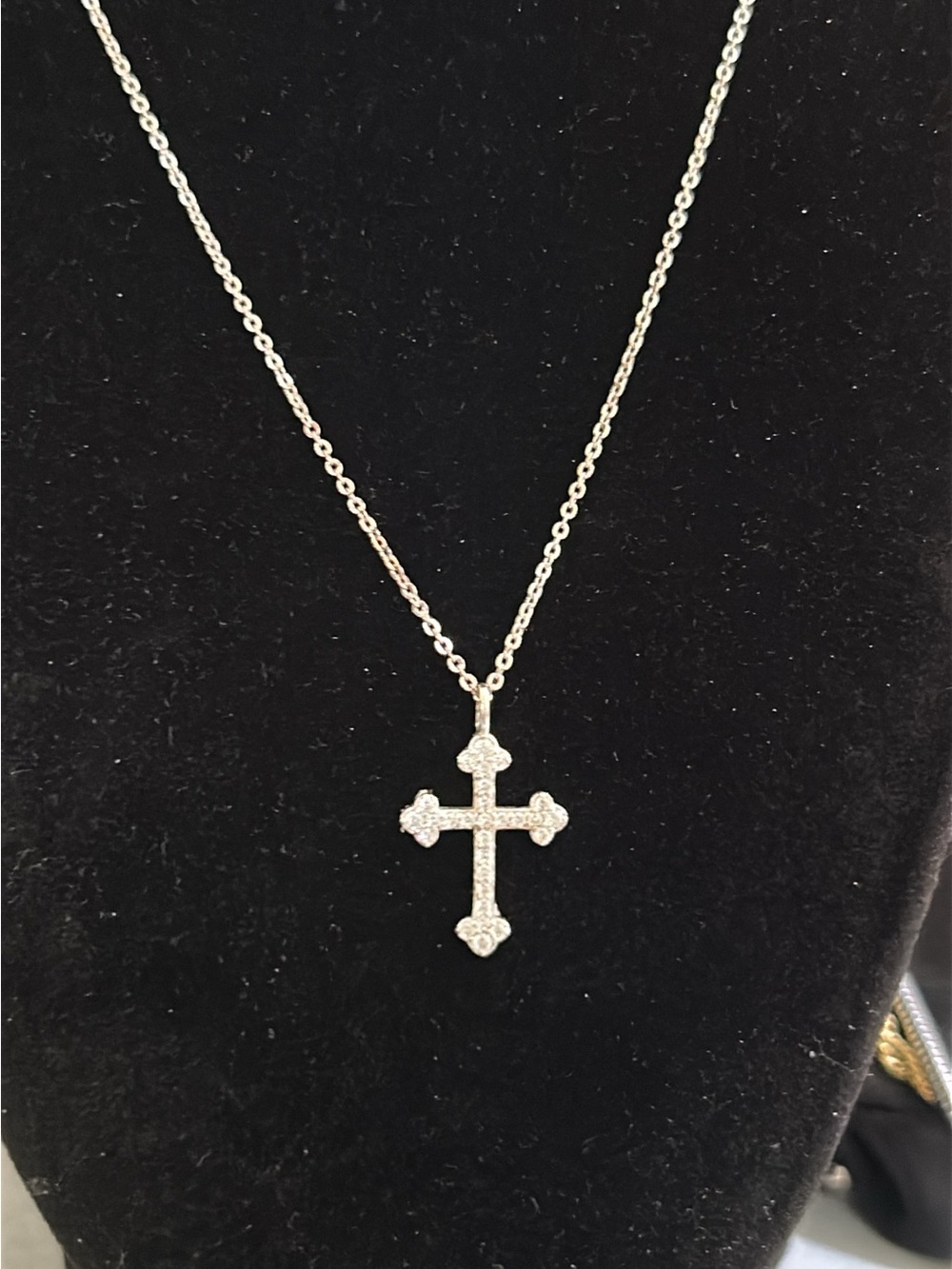 Sterling Silver Cross Pendant Necklace - White